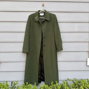 Olive Green Larry Levine Design Lambswool &  Cashmere Coat
